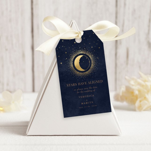 Celestial Gold Moon Save the Date Foto Geschenkanhänger (Von Creator hochgeladen)