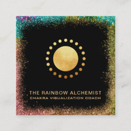 *~* Celestial Gold Sacred Geometry Chakra Glitzer Quadratische Visitenkarte