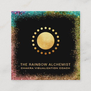 *~* Celestial Gold Sacred Geometry Chakra Glitzer Quadratische Visitenkarte