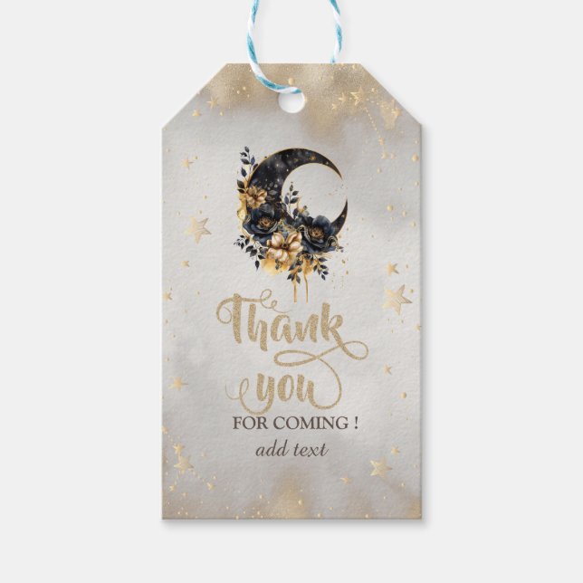 Celestial Gold Stars Floral Moon Geschenkanhänger (Vorderseite)