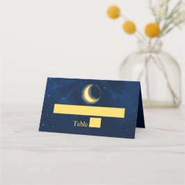 Celestial Gold Stars Mitternacht Blue Romantic Pla Platzkarte