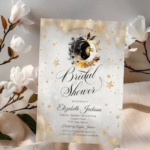Celestial Gold Stars Moons Blume Brautparty Einladung