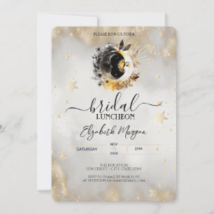 Celestial Gold Stars Moons Blume Bridal Luncheon Einladung