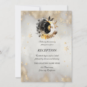 Celestial Gold Stars Moons Blume Einladung