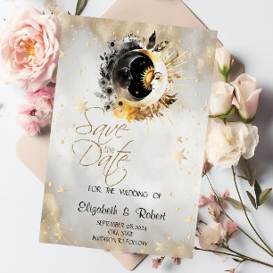 Celestial Gold Stars Moons Blume Save The Date