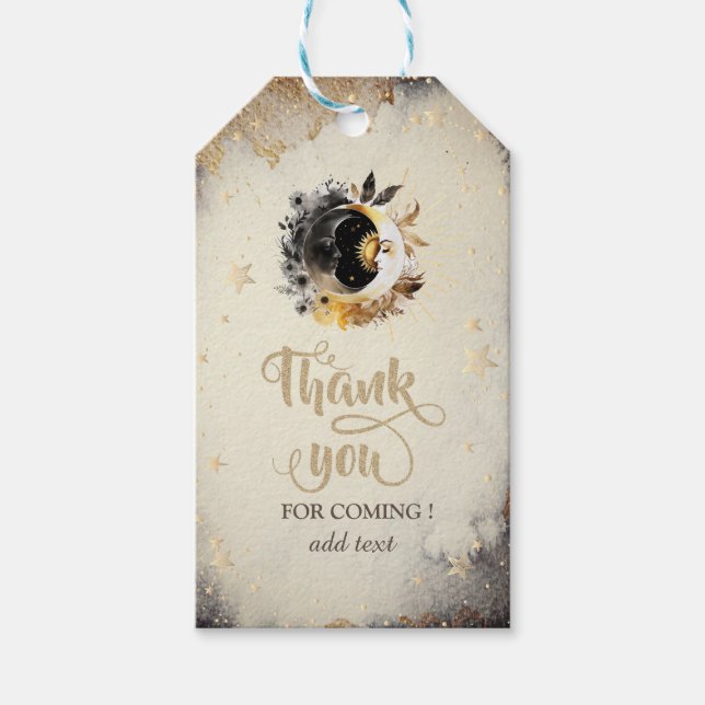 Celestial Gold Stars Moons Dark Geschenkanhänger (Vorderseite)