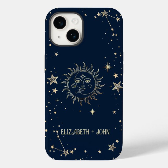Celestial Gold Sun and Moon Case-Mate iPhone Hülle (Rückseite)