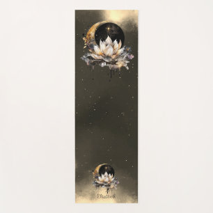 Celestial Gold Sun, Moon Lotus Night Sky Yogamatte