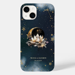 Celestial Gold Sun, Moon, Lotus Stars Night Sky Case-Mate iPhone 14 Hülle