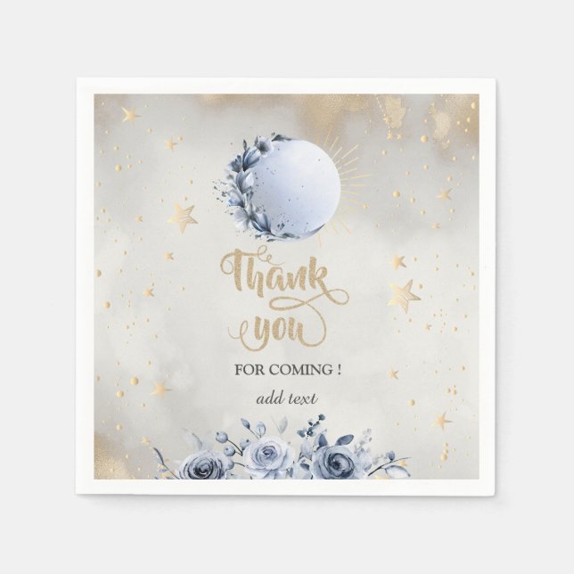 Celestial Gold Sun, Moon Rose Sterne Night Sky Serviette (Vorderseite)