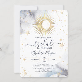 Celestial Gold Sun, Moon, Stars Bridal Luncheon Einladung