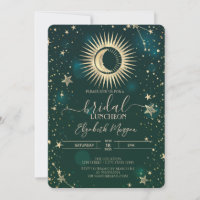 Celestial Gold Sun Moon Stars Luncheon Green