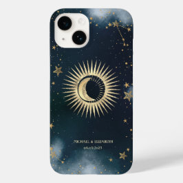 Celestial Gold Sun, Moon, Stars Night Sky Case-Mate iPhone 14 Hülle