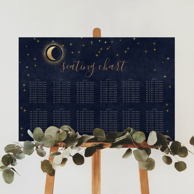 Celestial Gold Wedding Seating Chart Poster (Von Creator hochgeladen)