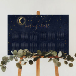 Celestial Gold Wedding Seating Chart Poster