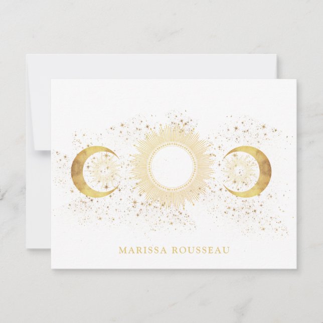 Celestial Gold Whit Sun Moon Mitteilungskarte (Vorderseite)