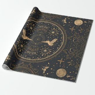 Celestial Gold Wrapping Paper – Gothic Luxe Starry Geschenkpapier