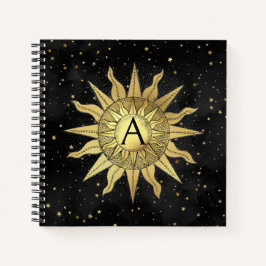 Celestial Golden Sun Spiral Notebook Notizbuch