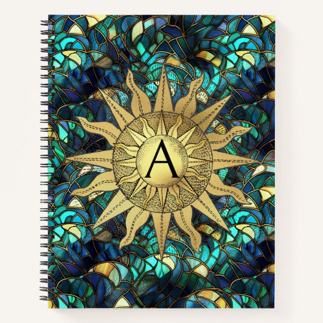 Celestial Golden Sun Spiral Notebook Notizbuch (Vorderseite)