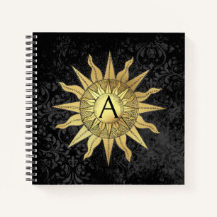 Celestial Golden Sun Spiral Notebook Notizbuch