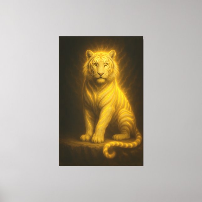 Celestial Golden White Tiger – Radiant Throne Aura Leinwanddruck (Vorderseite)