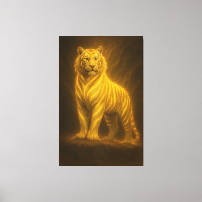 Celestial Golden White Tiger – Royal Divine Light  Leinwanddruck (Vorderseite)