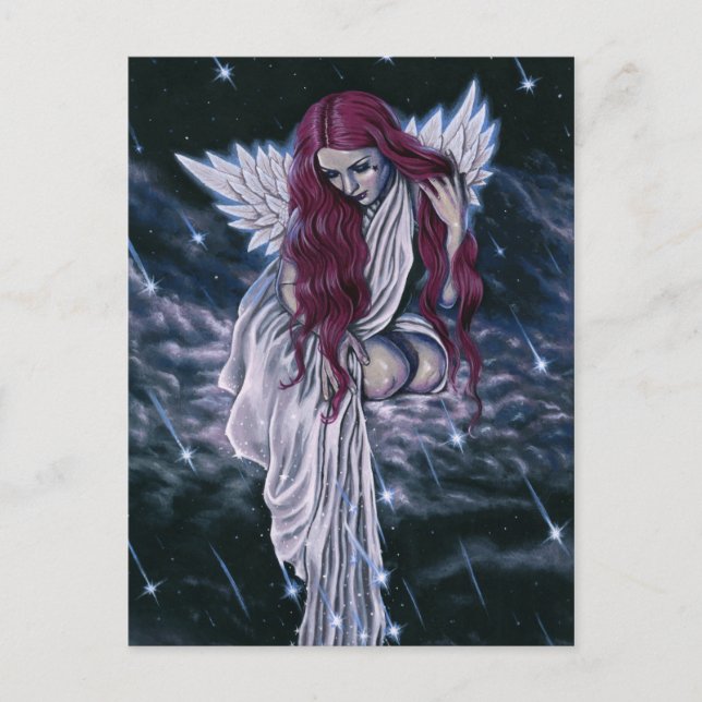 Celestial Gothic Angel Shooting Stars Postcard Postkarte (Vorderseite)