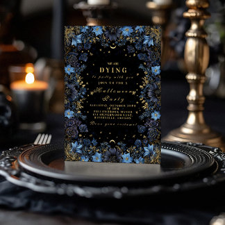 Celestial Gothic Gold und Sapphire Party Einladung