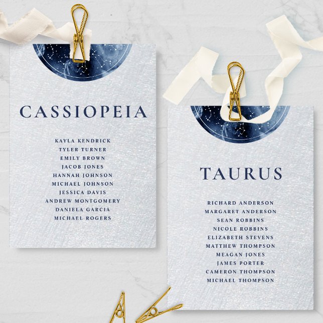 Celestial Gray Blue Seating Plan Karten Gastnamen (Von Creator hochgeladen)