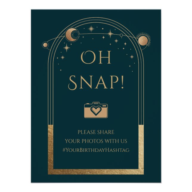 Celestial Green Gold Sun Moon Stars Oh Snap Poster (Vorderseite)