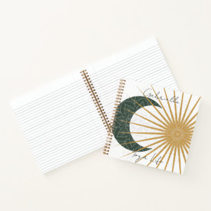Celestial Green Yellow Sun Moon Mandala Yoga Notizbuch
