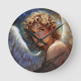 Celestial Guardian - Engel der Sterne Runde Wanduhr