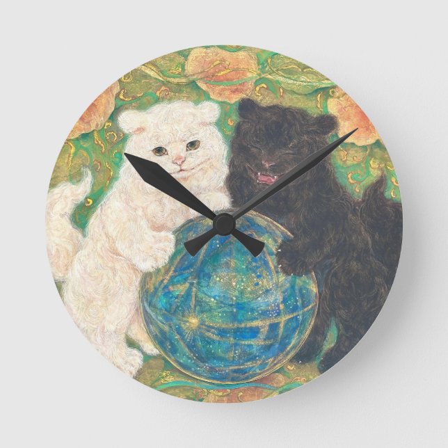 Celestial Guardians: Cosmic Harmony Runde Wanduhr (Vorderseite)