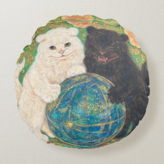 Celestial Guardians: Cosmic Harmony Rundes Kissen