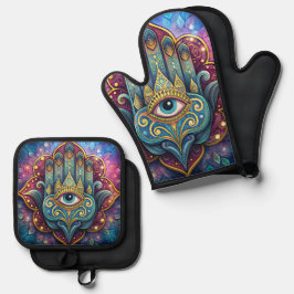 Celestial Hamsa Ofenhandschuh & Topflappen-Set