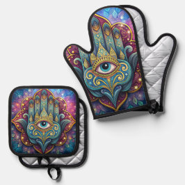Celestial Hamsa Ofenhandschuh & Topflappen-Set