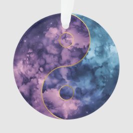 Celestial Harmony: Watercolor Nebula Yin Yang Ornament