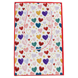 Celestial Hearts: Navy, Gold, Crimson Watercolor Mittlere Geschenktüte