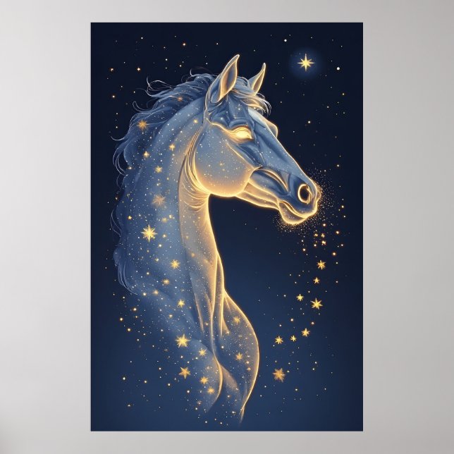🌌 Celestial Horse of Starlight Night Sky Fantasy Poster (Vorne)