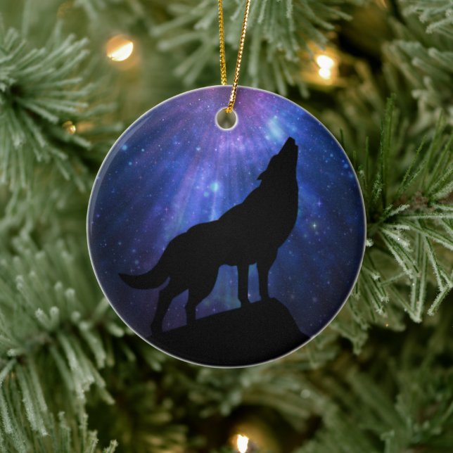 Celestial Howling Wolf Keramikornament (Baum)