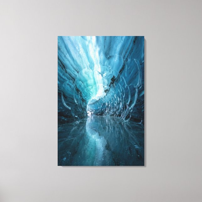 Celestial Ice Cave -Sapphire Blue Abstract Realism Leinwanddruck (Vorderseite)