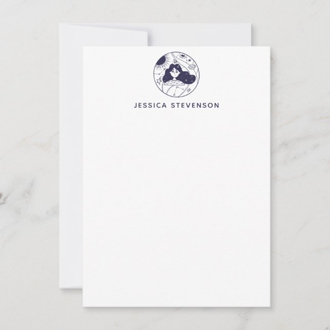 Celestial Intergalactic Space Girl Personalisiert Mitteilungskarte (Vorderseite)