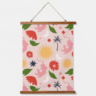 Celestial Jungle Wandteppich Mit Holzrahmen