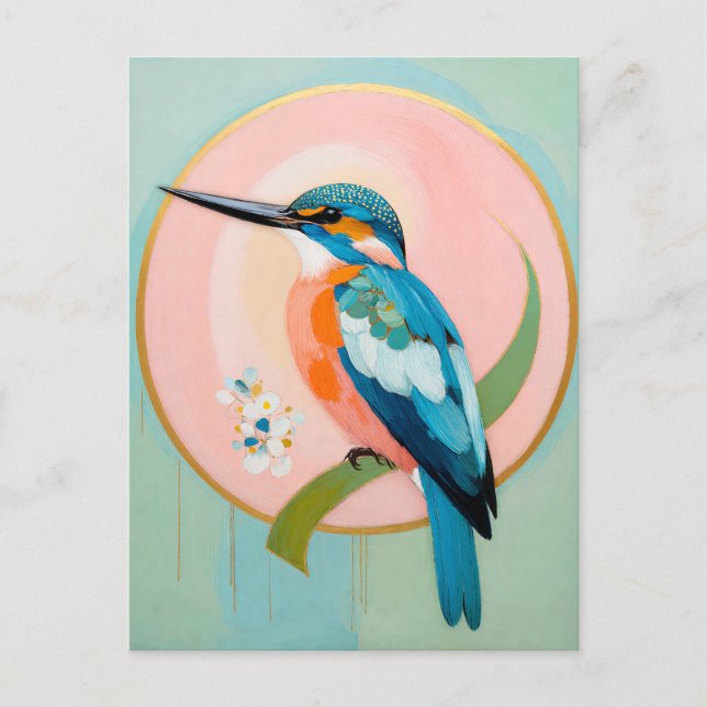 Celestial Kingfisher: A Study in Azure and Gold Postkarte (Vorderseite)