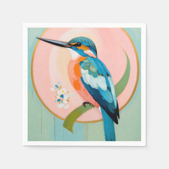 Celestial Kingfisher: A Study in Azure and Gold Serviette (Vorderseite)