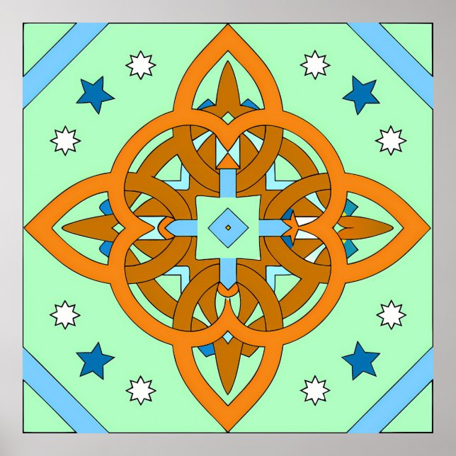 Celestial Knot Art Prints | Unique Star Patterns Poster (Vorne)
