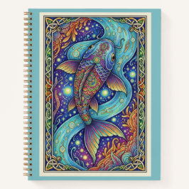 Celestial Koi Stream Zentangle Fantasy Journal Notizbuch
