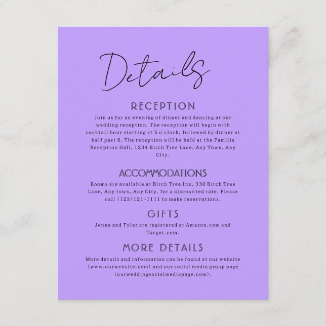 Celestial Large Wedding Enclosure Card Begleitkarte (Vorderseite)