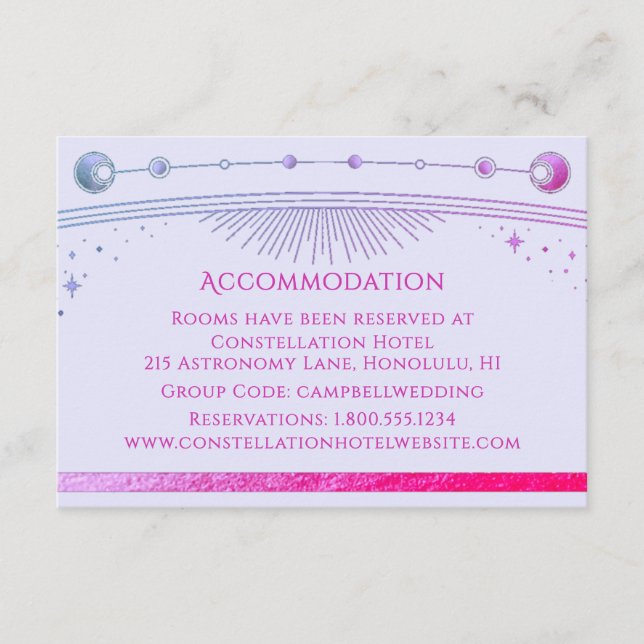Celestial Lavender Modern Accommodation Begleitkarte (Vorderseite)