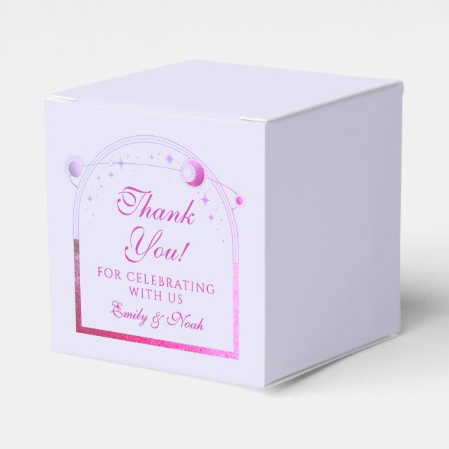 Celestial Lavender Pink Sun Moon Stars Hochzeit Geschenkschachtel (Vorderseite)